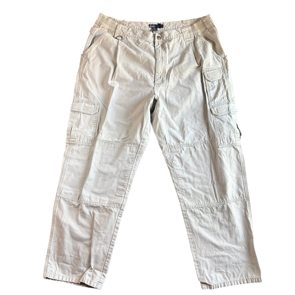 5.11 Tactical Series‎ 74251 Mens Khaki Cotton Cargo Pants 42x32 Elastic Waist